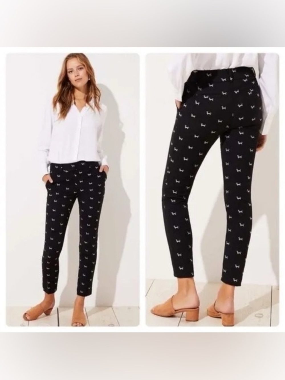 LOFT Marisa Fit Dachshund Print Pants